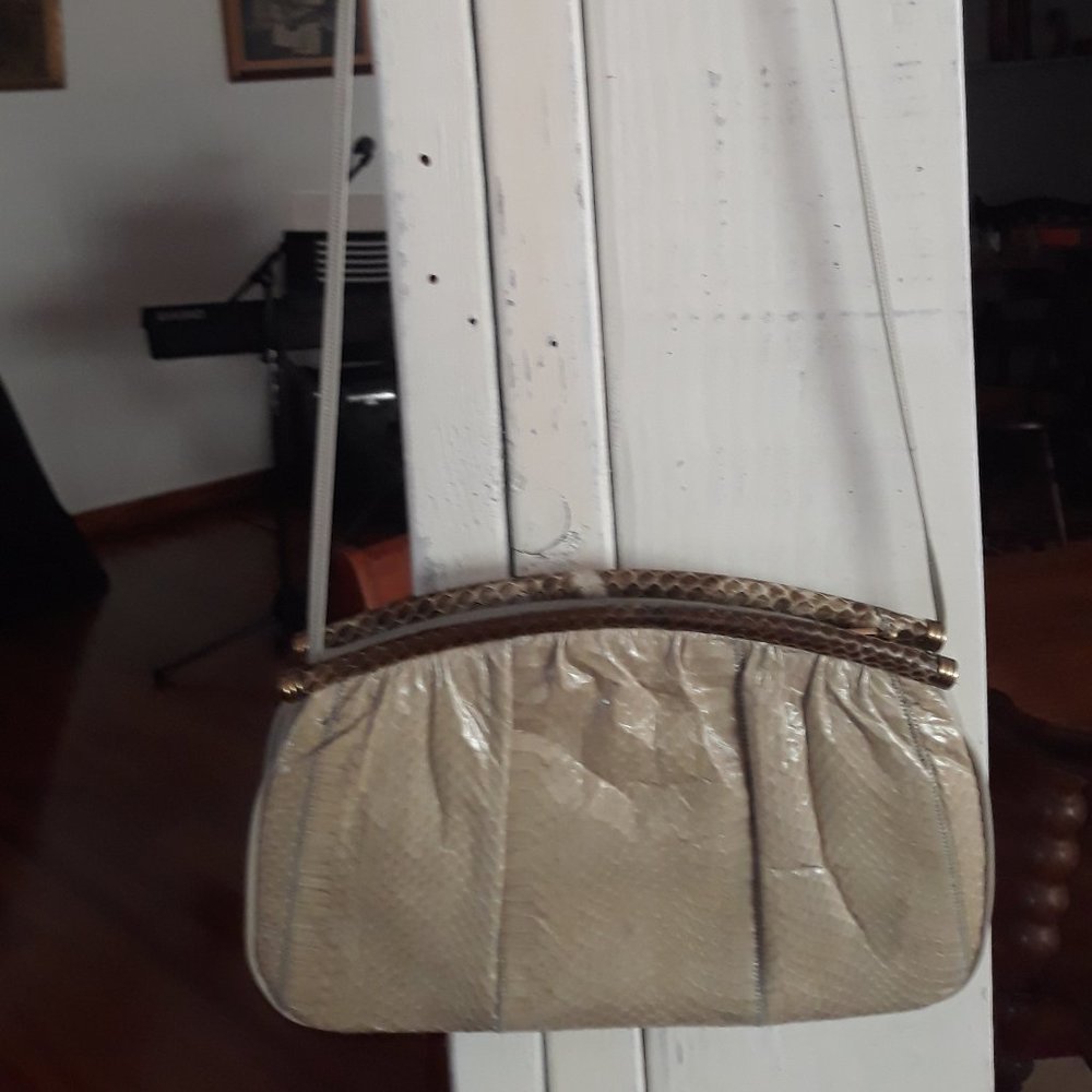 Palizzio Genuine Leather Shoulder Bag Snake Skin